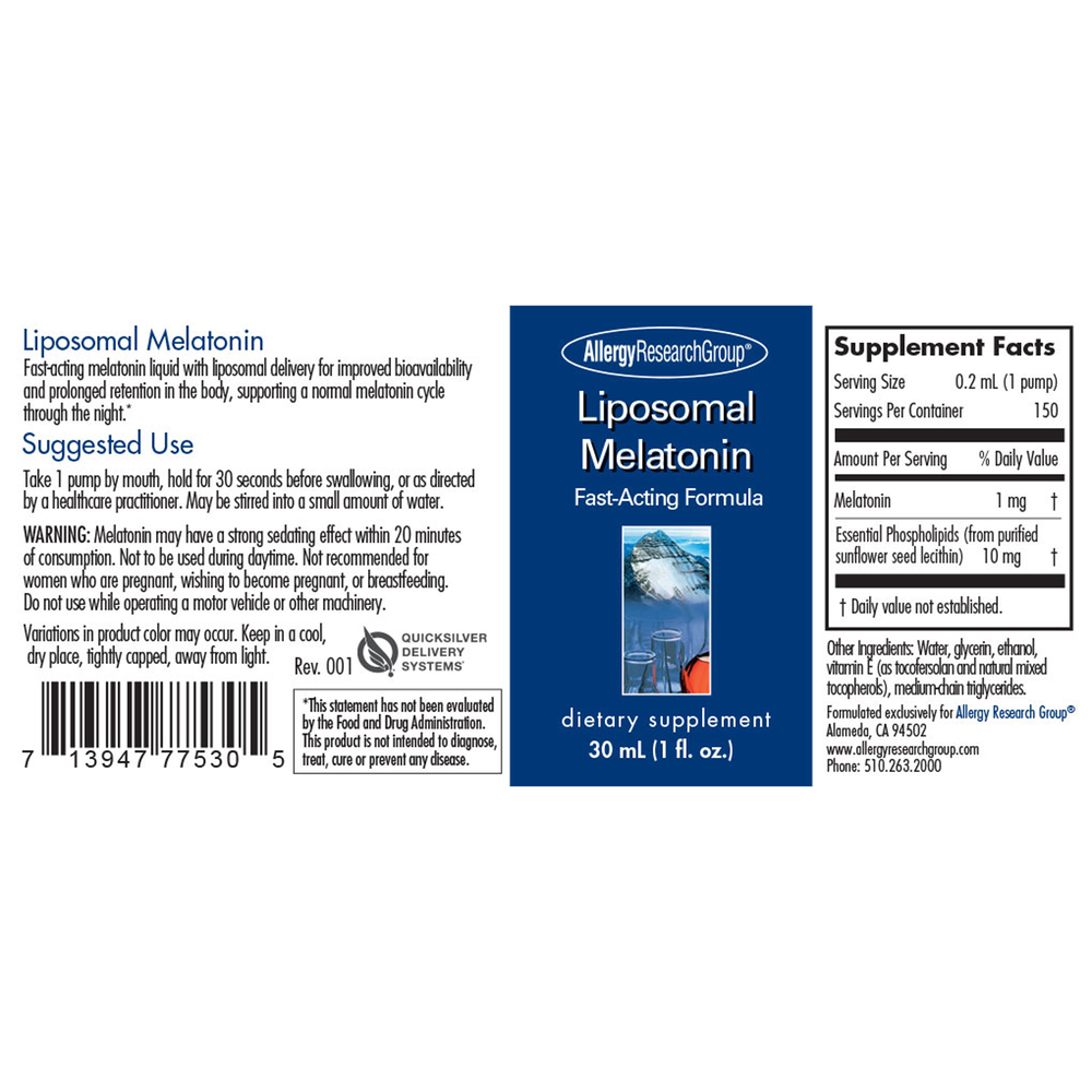 Liposomal Melatonin (30 Milliliters)