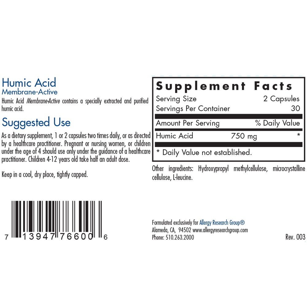 Humic Acid 750mg (60 capsules)