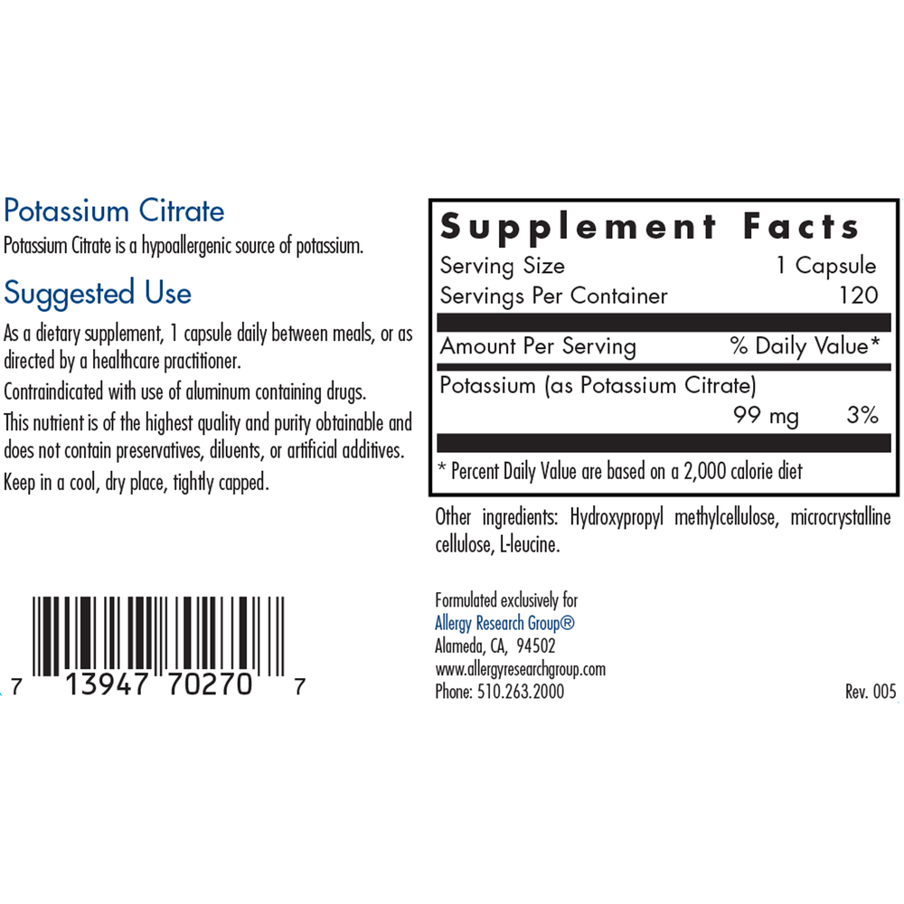 Potassium Citrate (120 capsules)