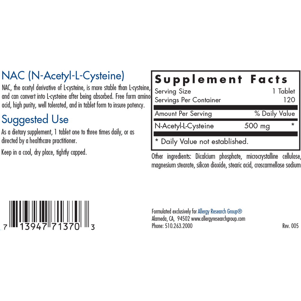 N-Acetyl-L-Cysteine (NAC) (120 tablets)