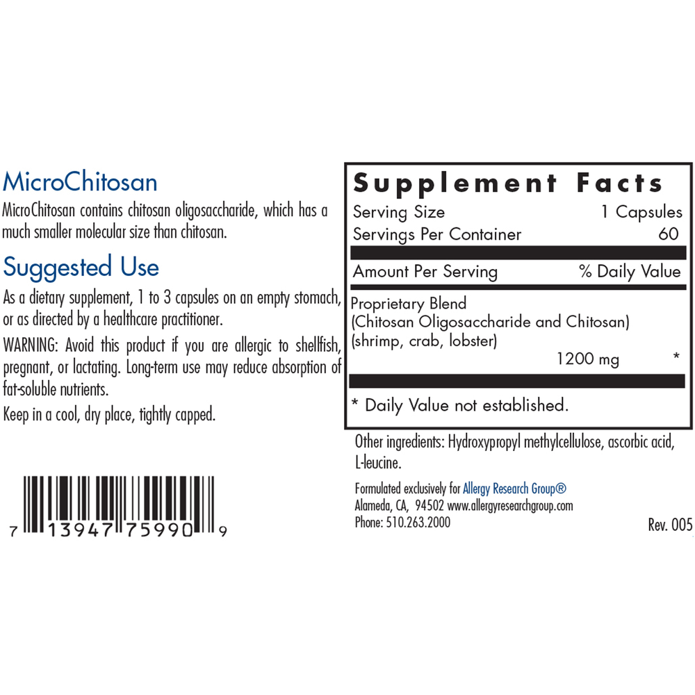 MicroChitosan 650mg (60 capsules)