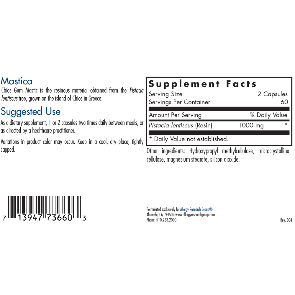 Mastica (Chios Gum Mastic) 500mg (120 capsules)