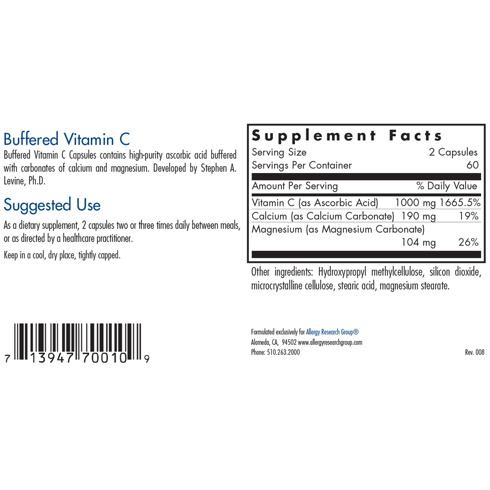 Buffered Vitamin C Capsules (120 capsules)
