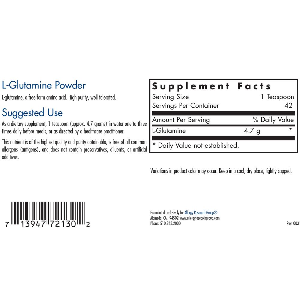 L-Glutamine Powder (7.1 Ounces)