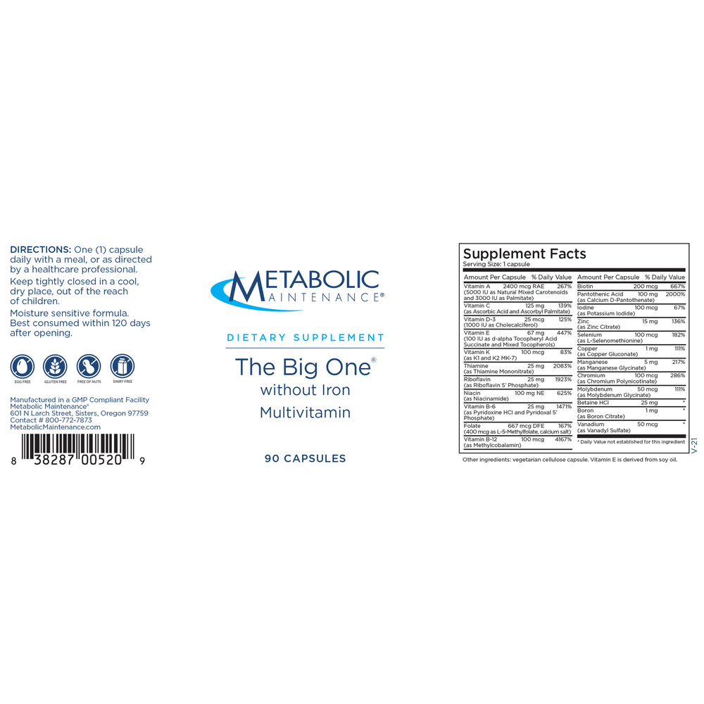 The Big One w/o Iron (90 capsules)