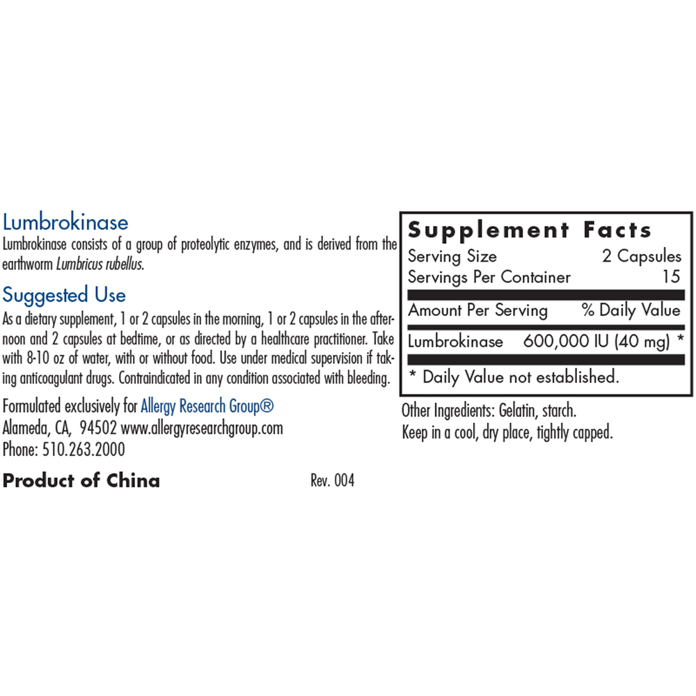 Lumbrokinase (30 capsules)