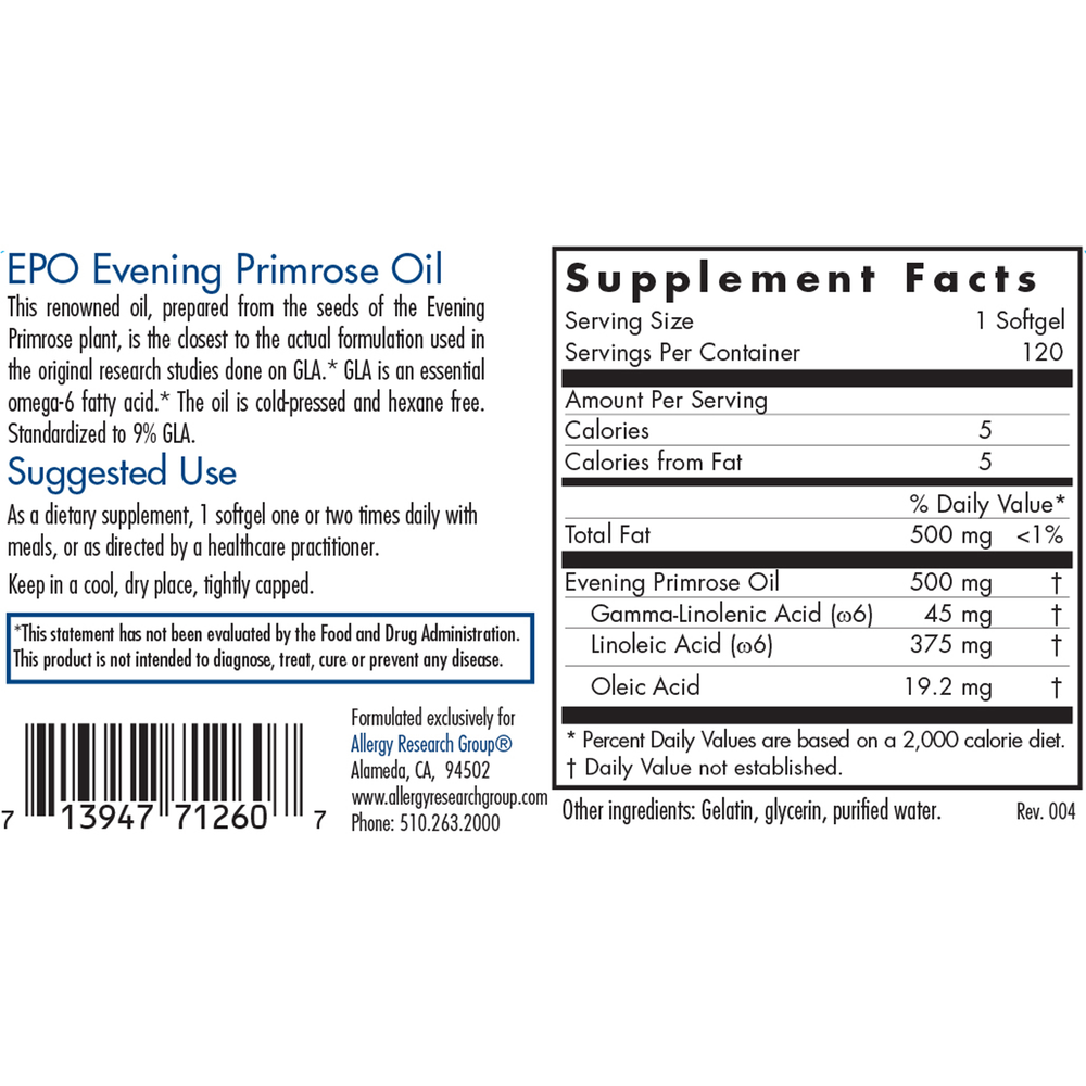 EPO-Evening Primrose Oil (120 Softgels)