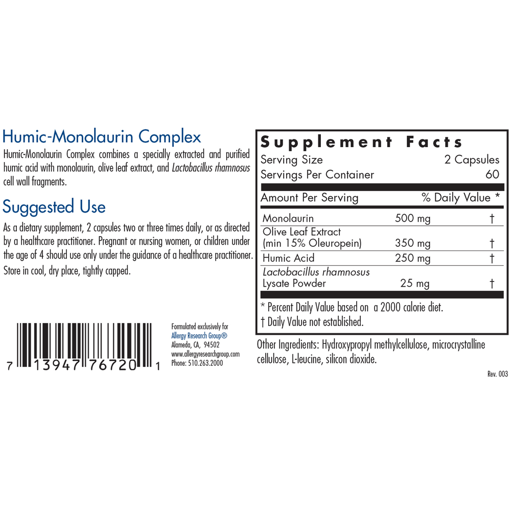 Humic-Monolaurin Complex (120 capsules)