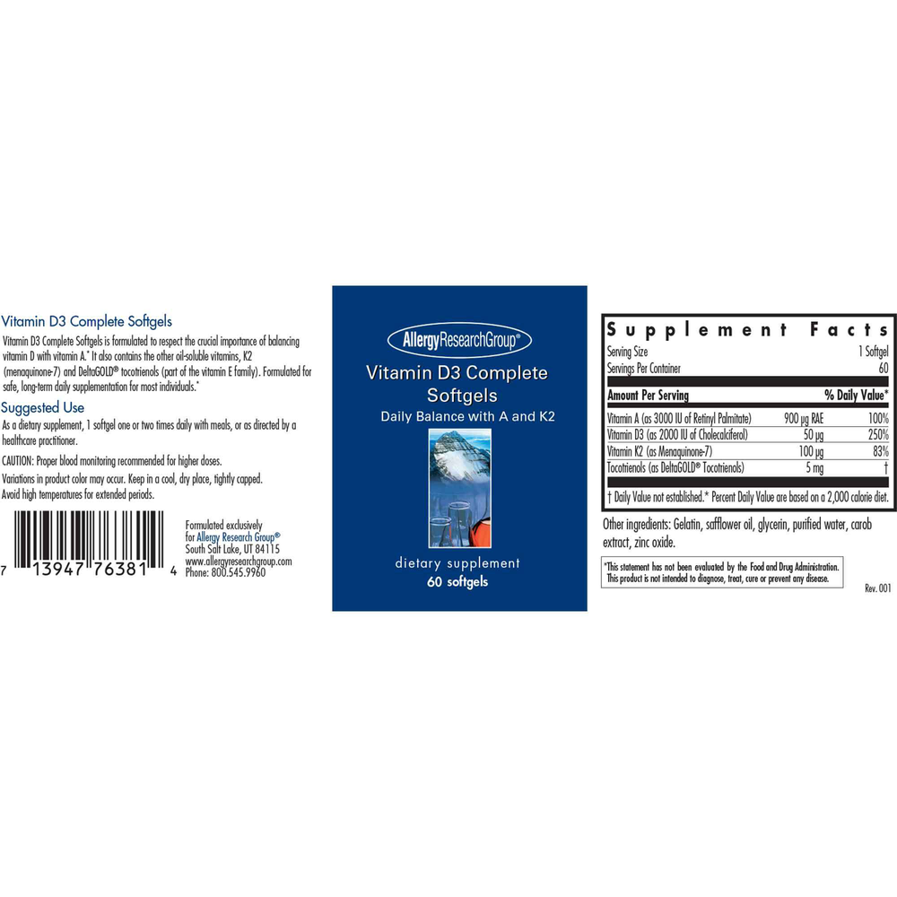 Vitamin D3 Complete (60 Softgels)